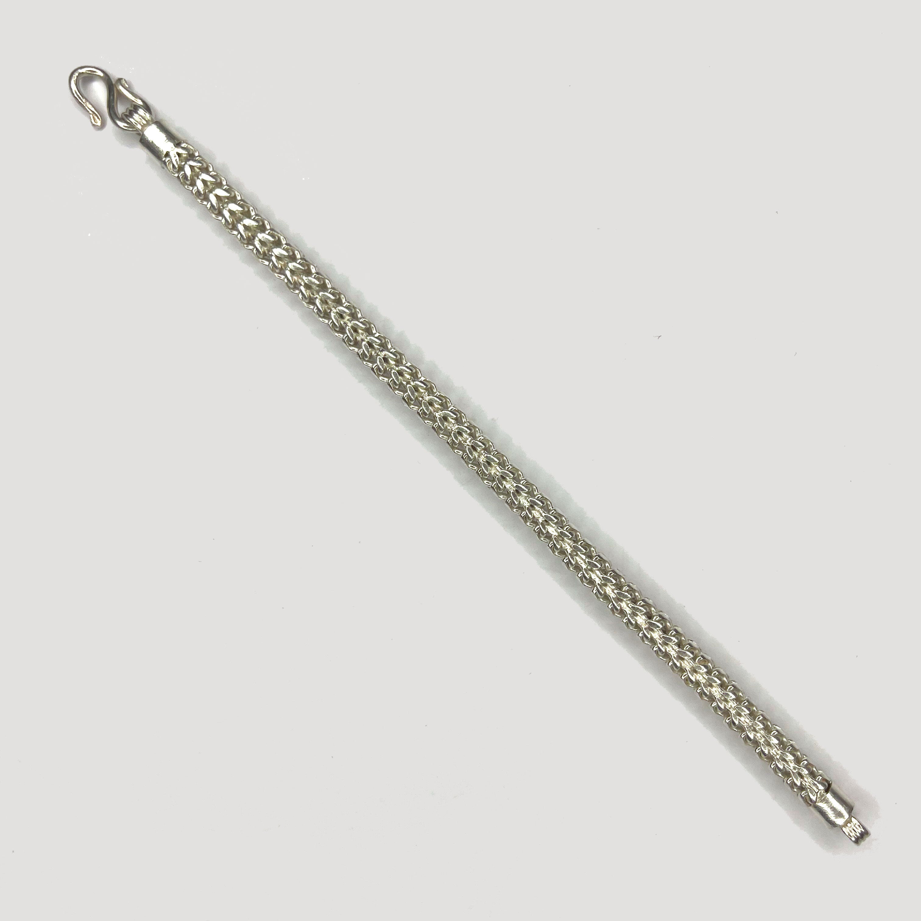 Bismark Link Bracelet - Handmade White Gold & Silver Bracelet
