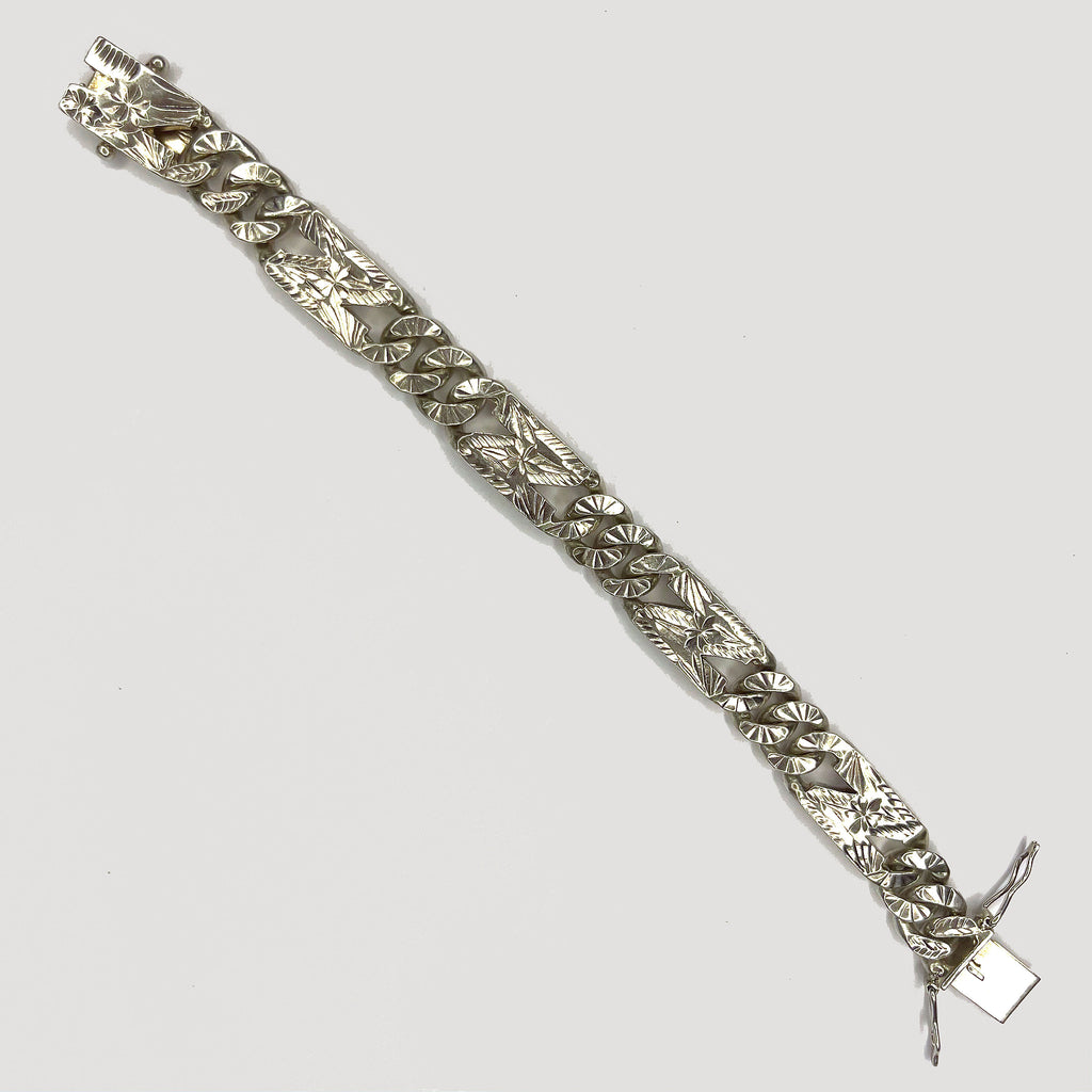 Starburst Cuban Link Bracelet - Handmade Silver Bracelet