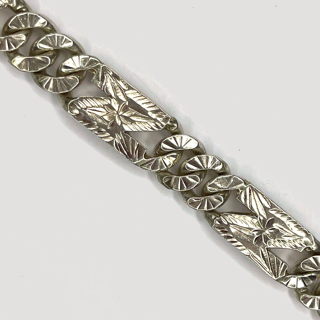 Starburst Cuban Link Bracelet - Handmade Silver Bracelet