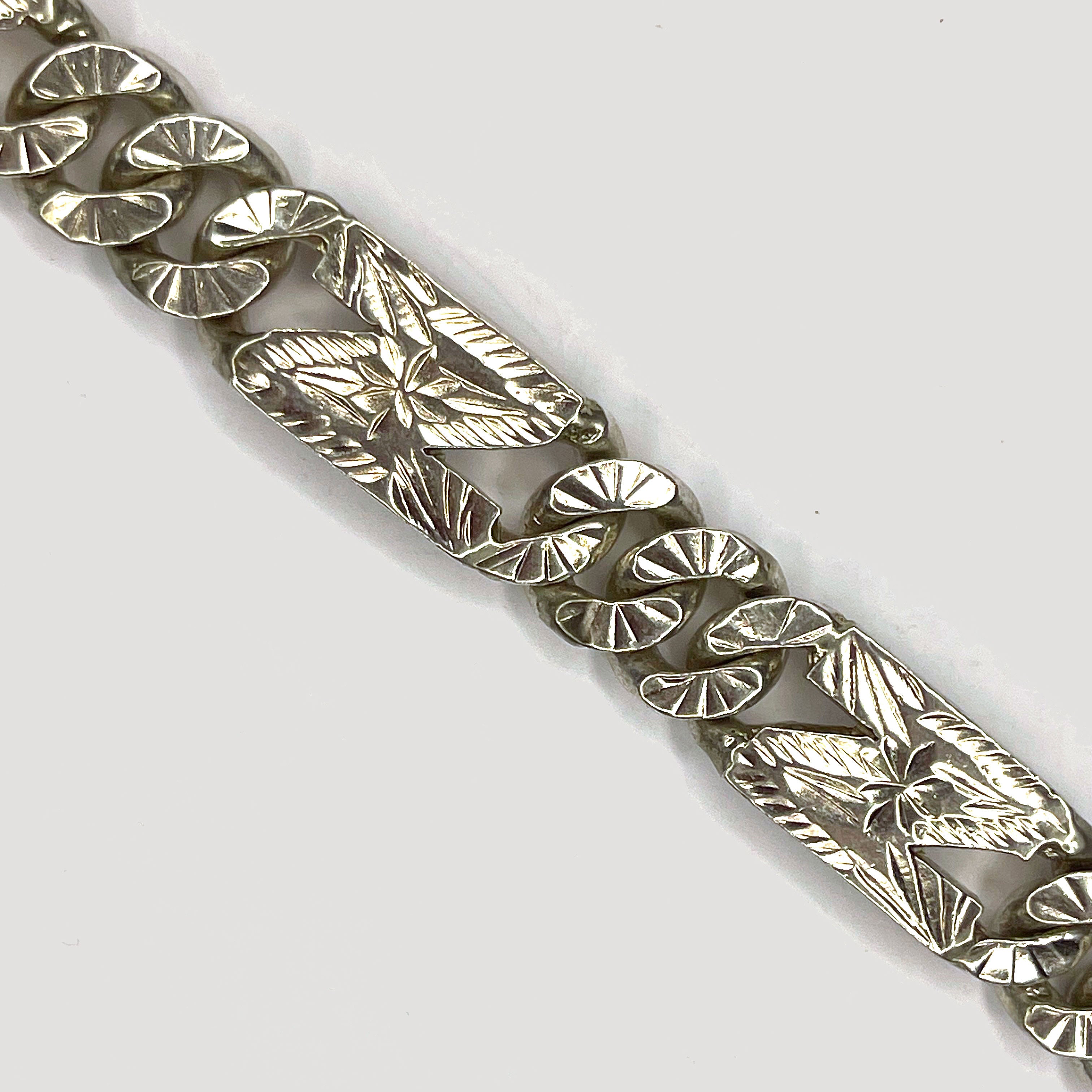 Starburst Cuban Link Bracelet - Handmade Silver Bracelet