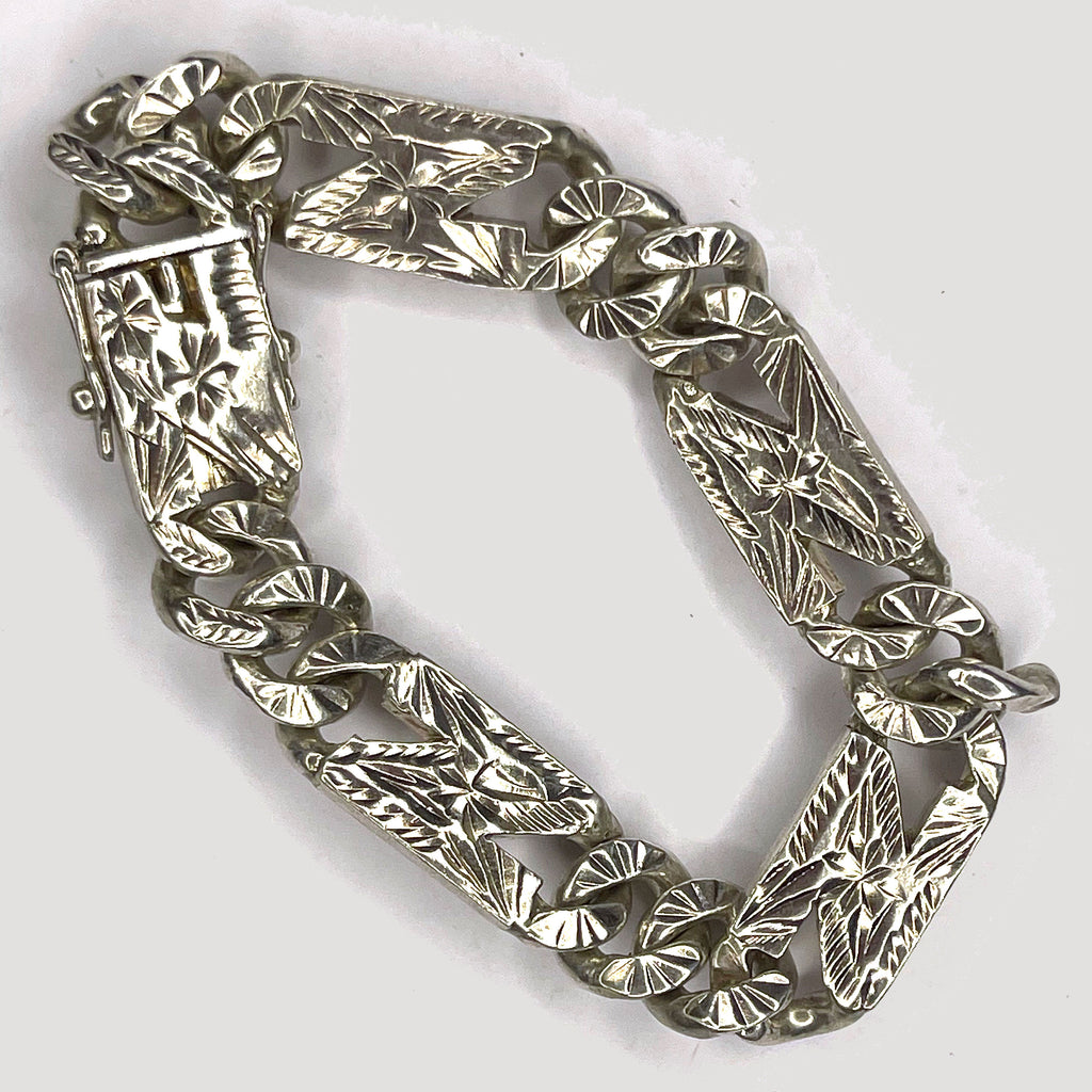 Starburst Cuban Link Bracelet - Handmade Silver Bracelet