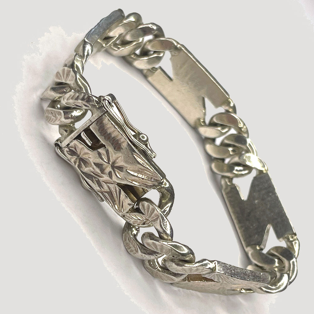 Starburst Cuban Link Bracelet - Handmade Silver Bracelet