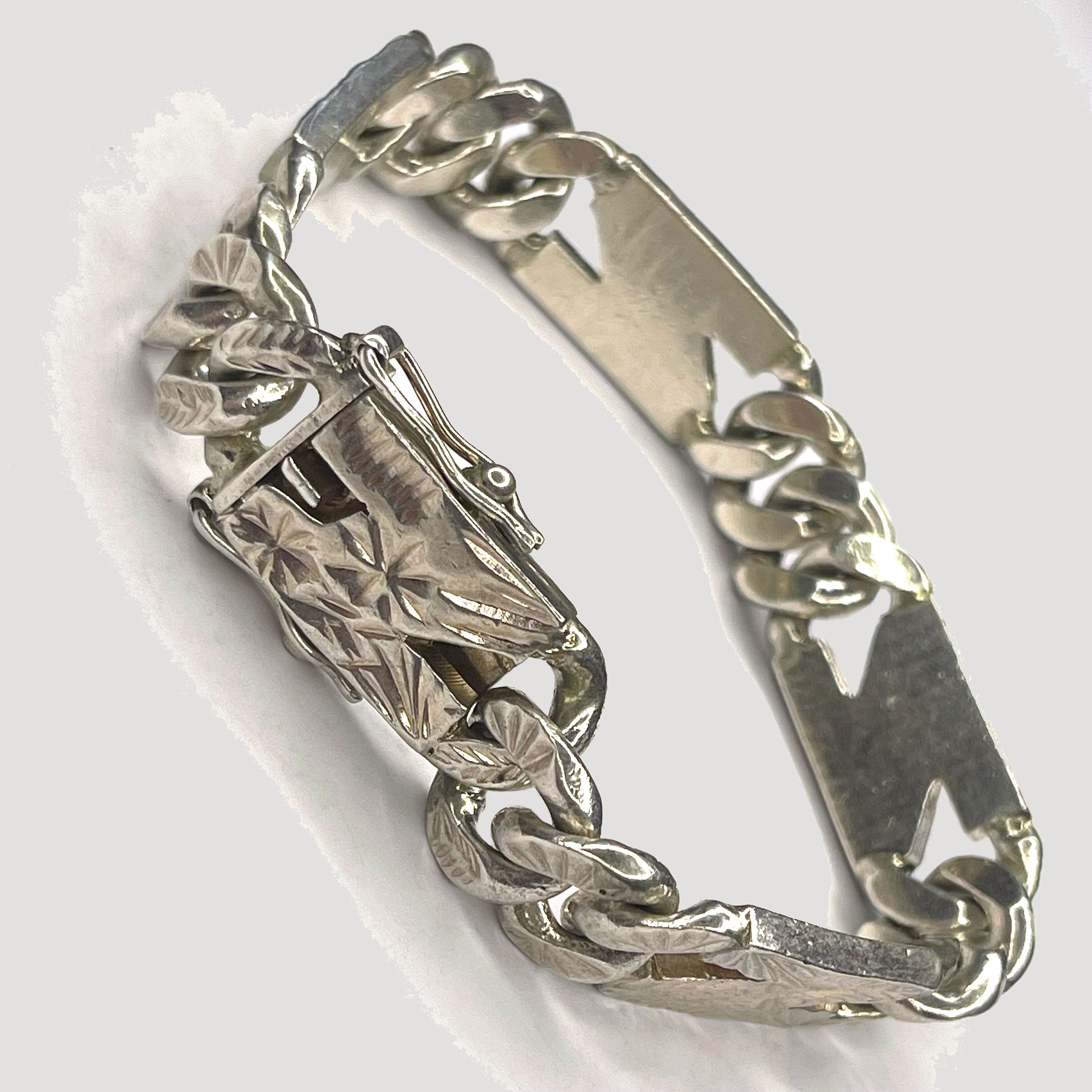 Starburst Cuban Link Bracelet - Handmade Silver Bracelet