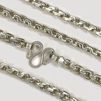 Fluted Link Necklace - Handmade Silver & White Gold Chain
