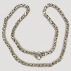 Fluted Link Necklace - Handmade Silver & White Gold Chain