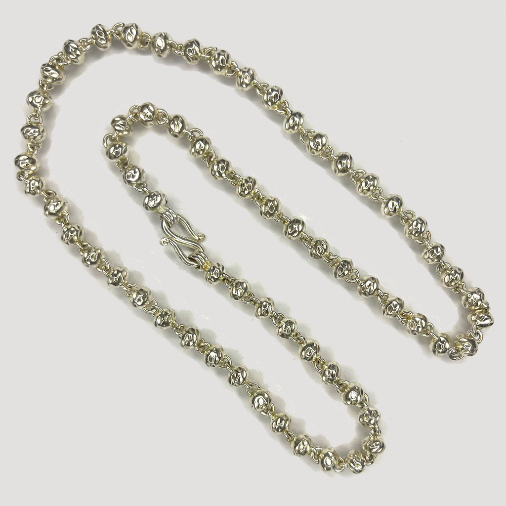 Beaded Link Necklace - Handmade Silver & White Gold Chain