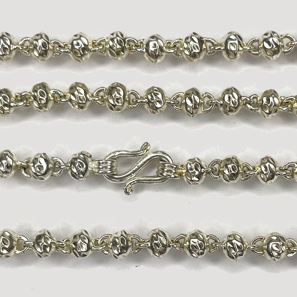 Beaded Link Necklace - Handmade Silver & White Gold Chain