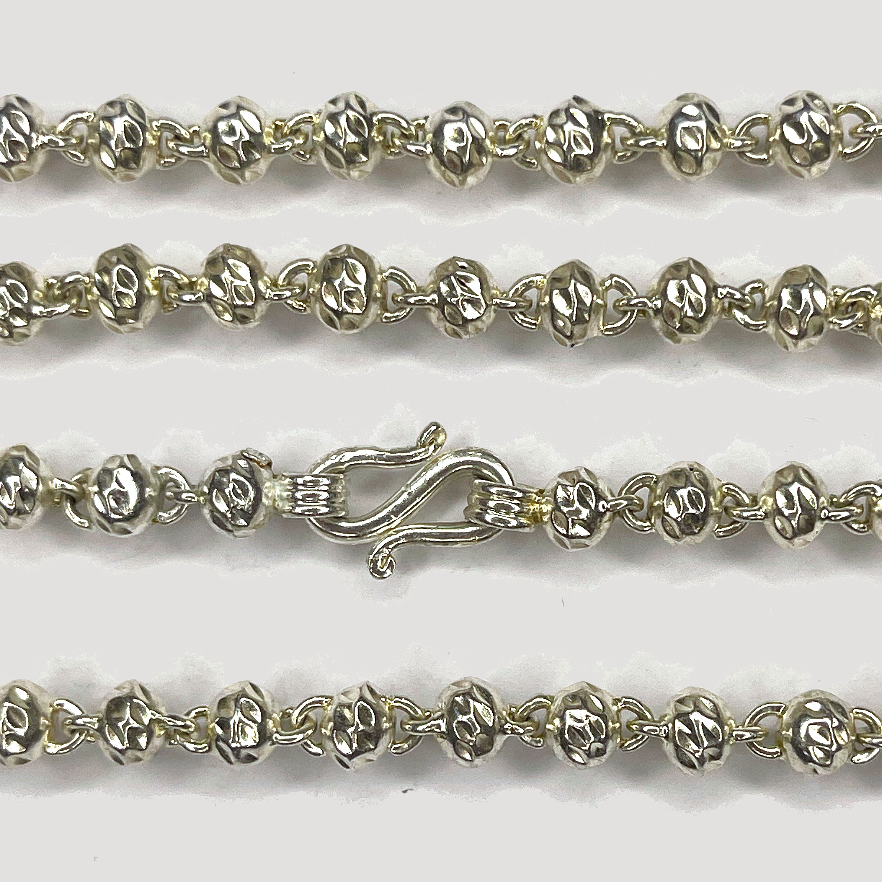 Beaded Link Necklace - Handmade Silver & White Gold Chain