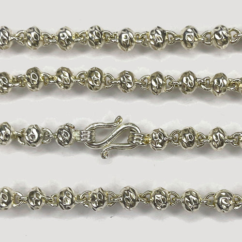Beaded Link Necklace - Handmade Silver & White Gold Chain