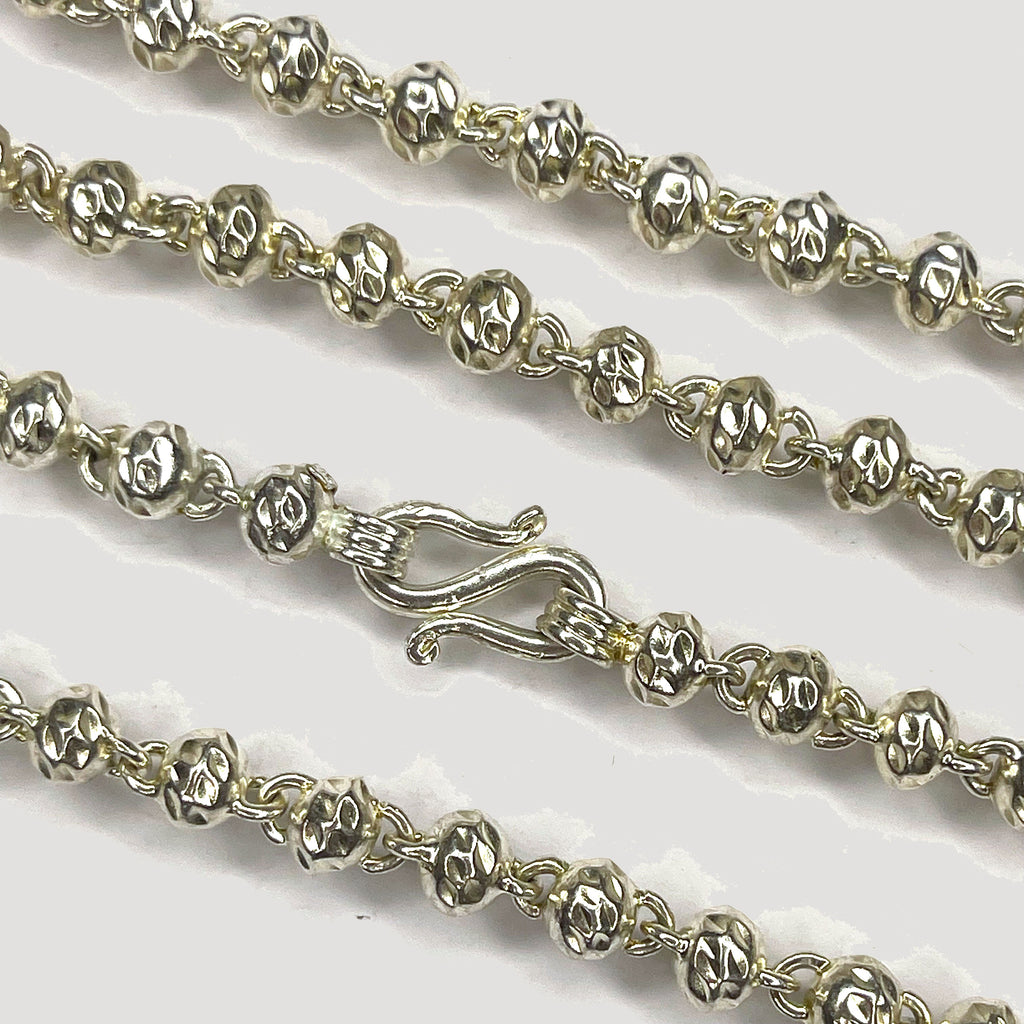 Beaded Link Necklace - Handmade Silver & White Gold Chain