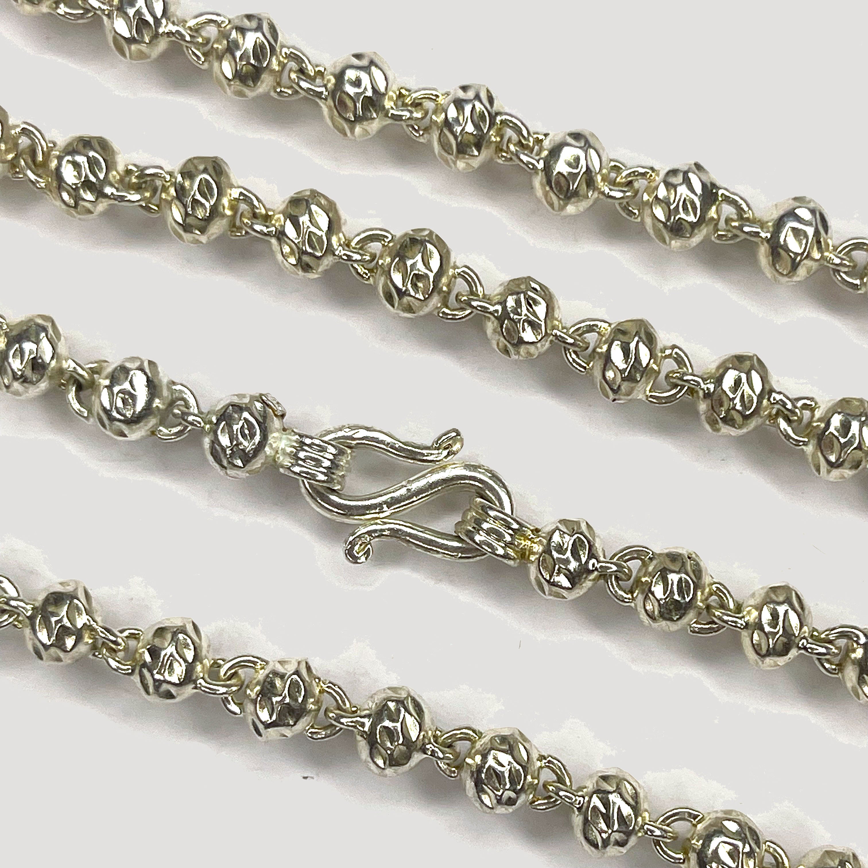 Beaded Link Necklace - Handmade Silver & White Gold Chain