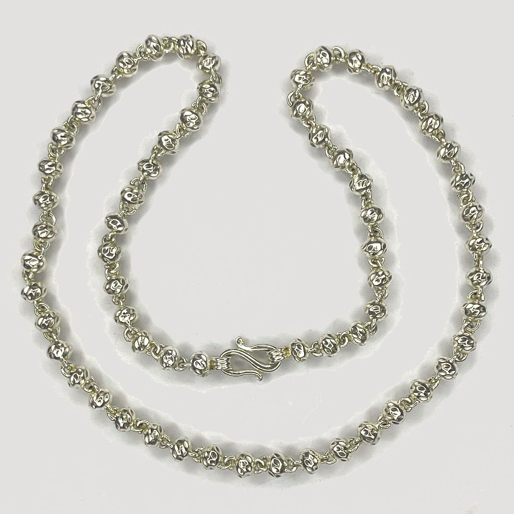 Beaded Link Necklace - Handmade Silver & White Gold Chain