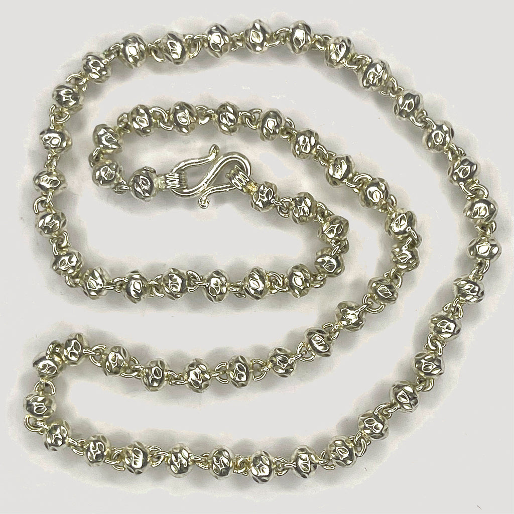 Beaded Link Necklace - Handmade Silver & White Gold Chain