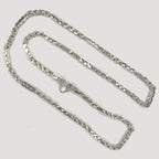 Sugarcane Fluted Link Cambodian Necklace - Handmade Silver & White Gold Chain