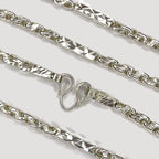 Sugarcane Fluted Link Cambodian Necklace - Handmade Silver & White Gold Chain