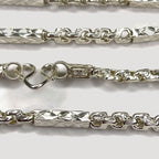 Sugarcane Fluted Link Cambodian Necklace - Handmade Silver & White Gold Chain