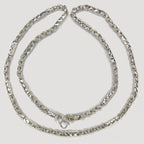Sugarcane Fluted Link Cambodian Necklace - Handmade Silver & White Gold Chain