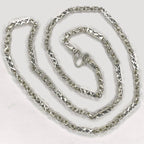 Sugarcane Fluted Link Cambodian Necklace - Handmade Silver & White Gold Chain