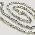 Sugarcane Fluted Link Cambodian Necklace - Handmade Silver & White Gold Chain