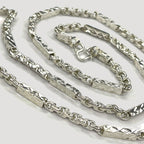 Sugarcane Fluted Link Cambodian Necklace - Handmade Silver & White Gold Chain