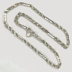 Sugarcane Fluted Link Cambodian Necklace - Handmade Silver & White Gold Chain