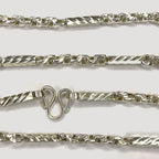 Sugarcane Fluted Link Cambodian Necklace - Handmade Silver & White Gold Chain