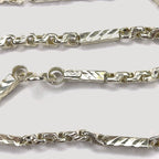 Sugarcane Fluted Link Cambodian Necklace - Handmade Silver & White Gold Chain