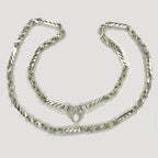 Sugarcane Fluted Link Cambodian Necklace - Handmade Silver & White Gold Chain