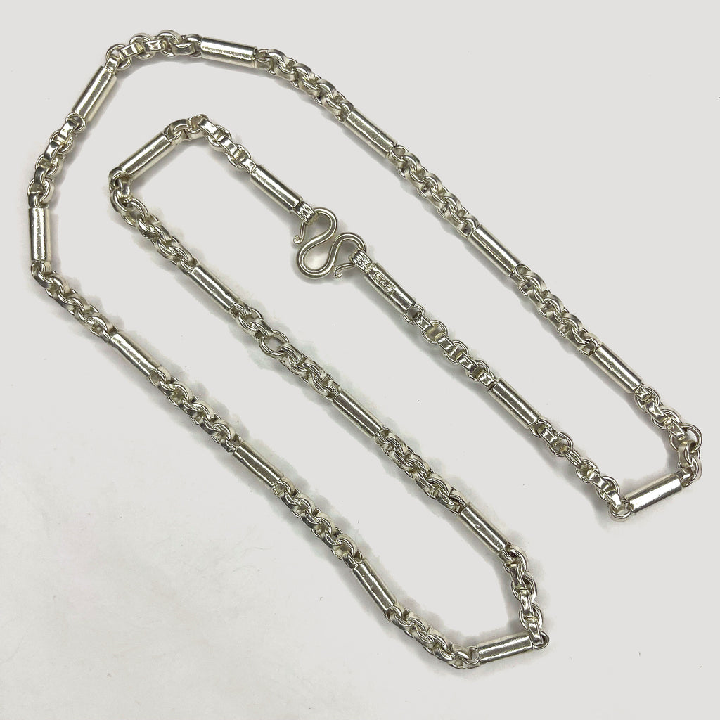 Cambodian Baht Necklace - Handmade Silver & White Gold Chain