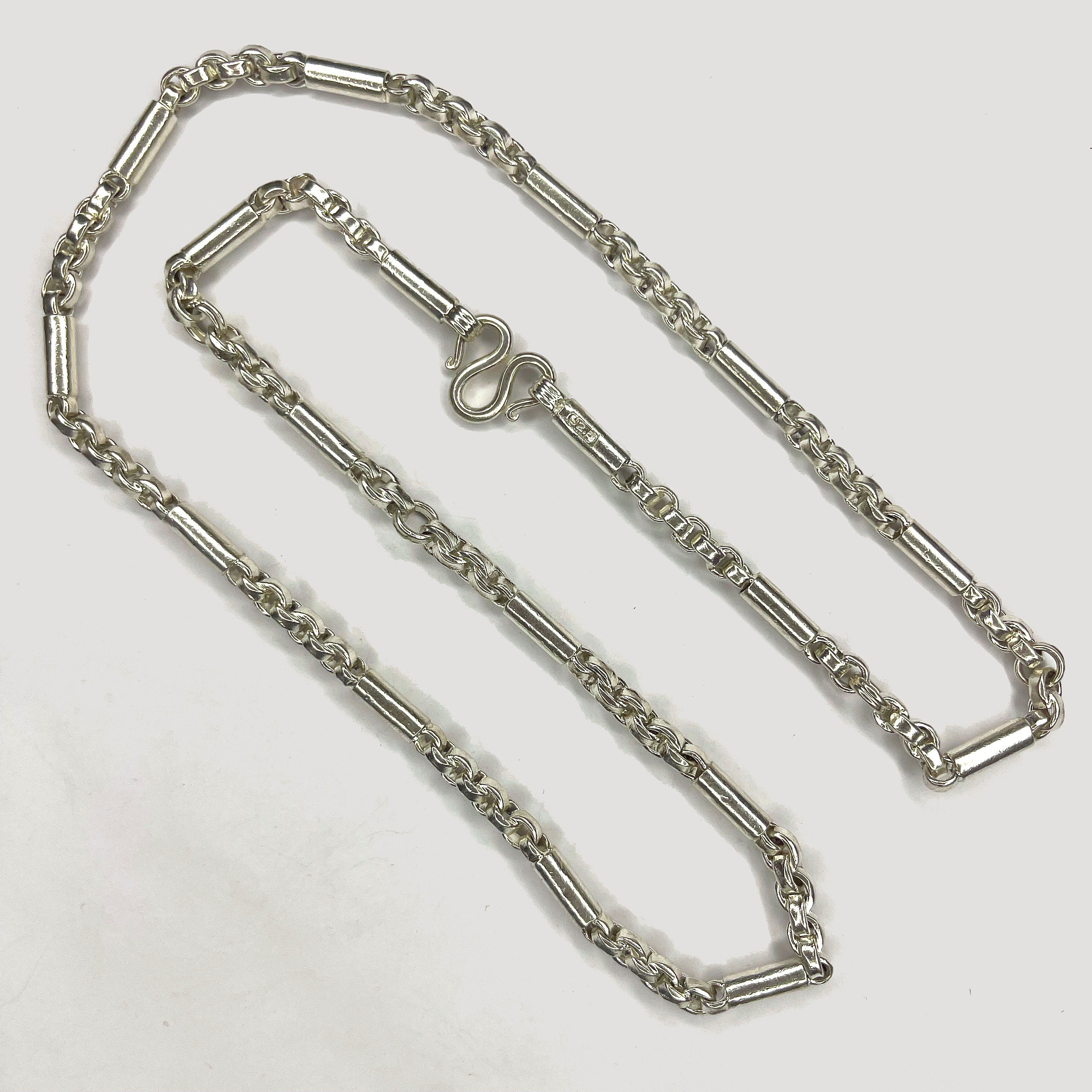 Cambodian Baht Necklace - Handmade Silver & White Gold Chain