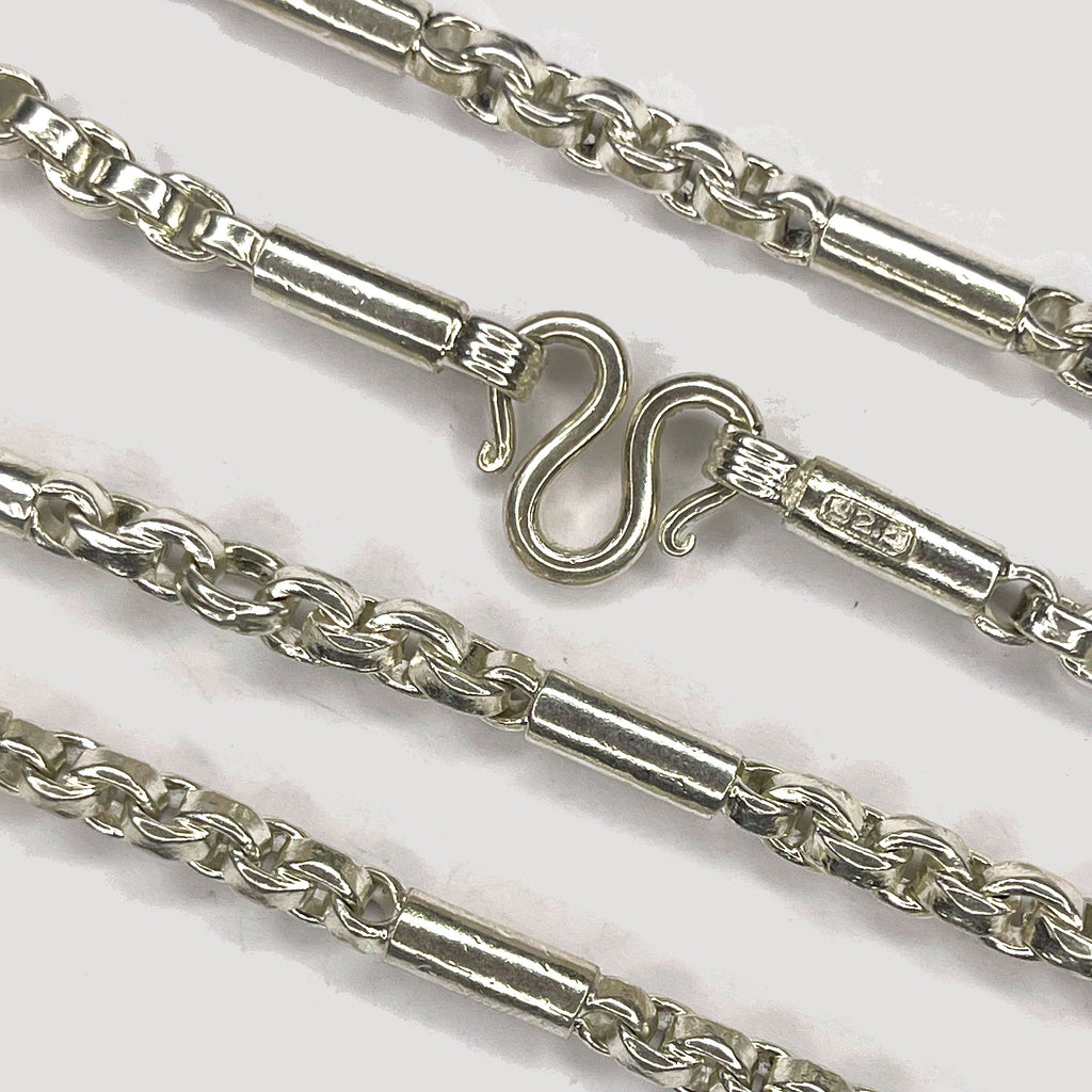Cambodian Baht Necklace - Handmade Silver & White Gold Chain