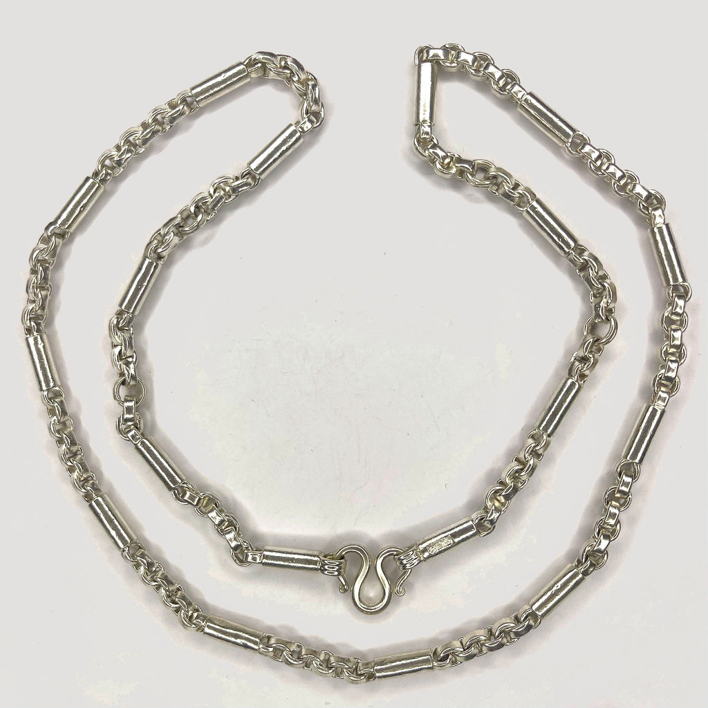 Cambodian Baht Necklace - Handmade Silver & White Gold Chain