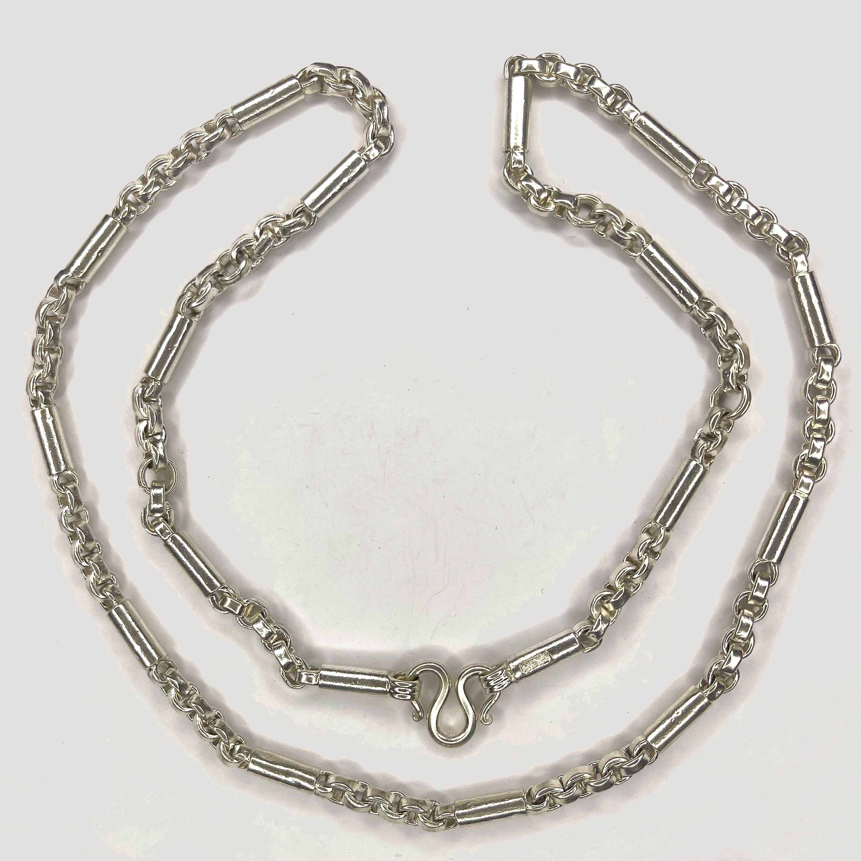 Cambodian Baht Necklace - Handmade Silver & White Gold Chain