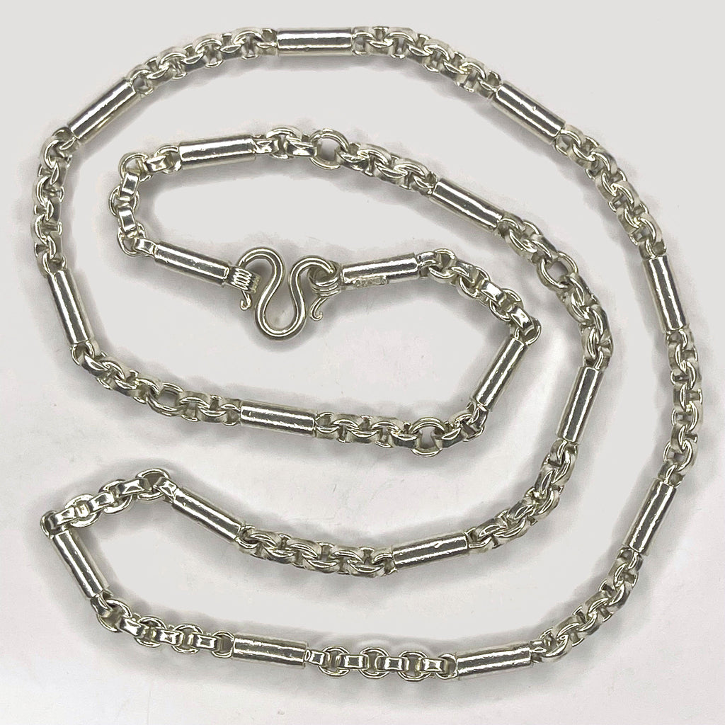 Cambodian Baht Necklace - Handmade Silver & White Gold Chain