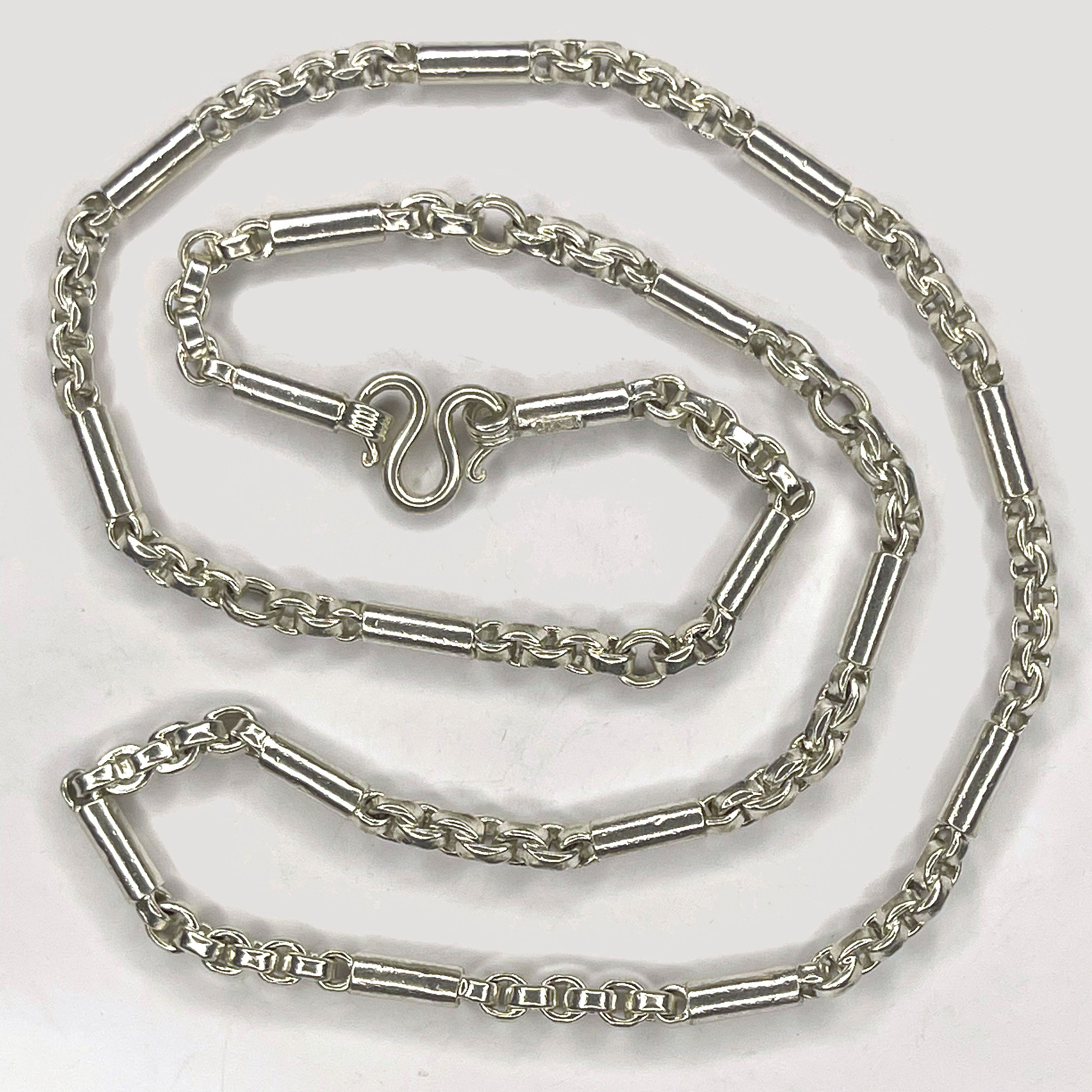 Cambodian Baht Necklace - Handmade Silver & White Gold Chain