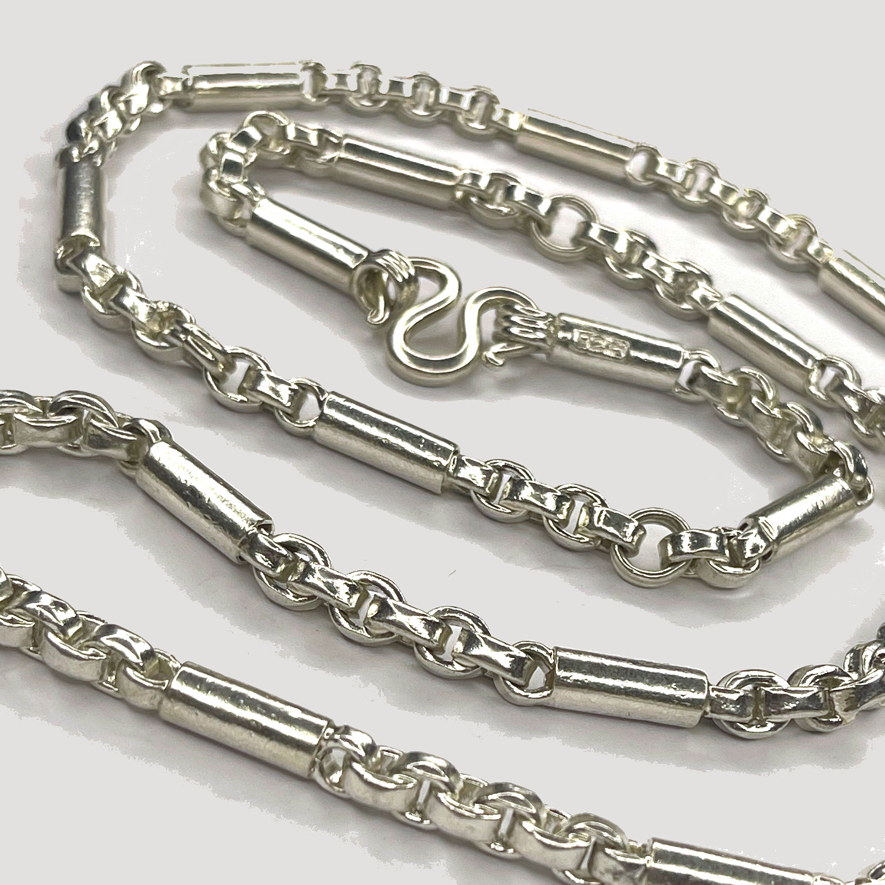 Cambodian Baht Necklace - Handmade Silver & White Gold Chain