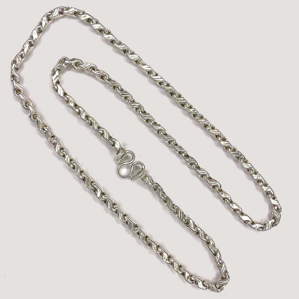 Teardrop Necklace - Handmade White Gold & Silver Chain