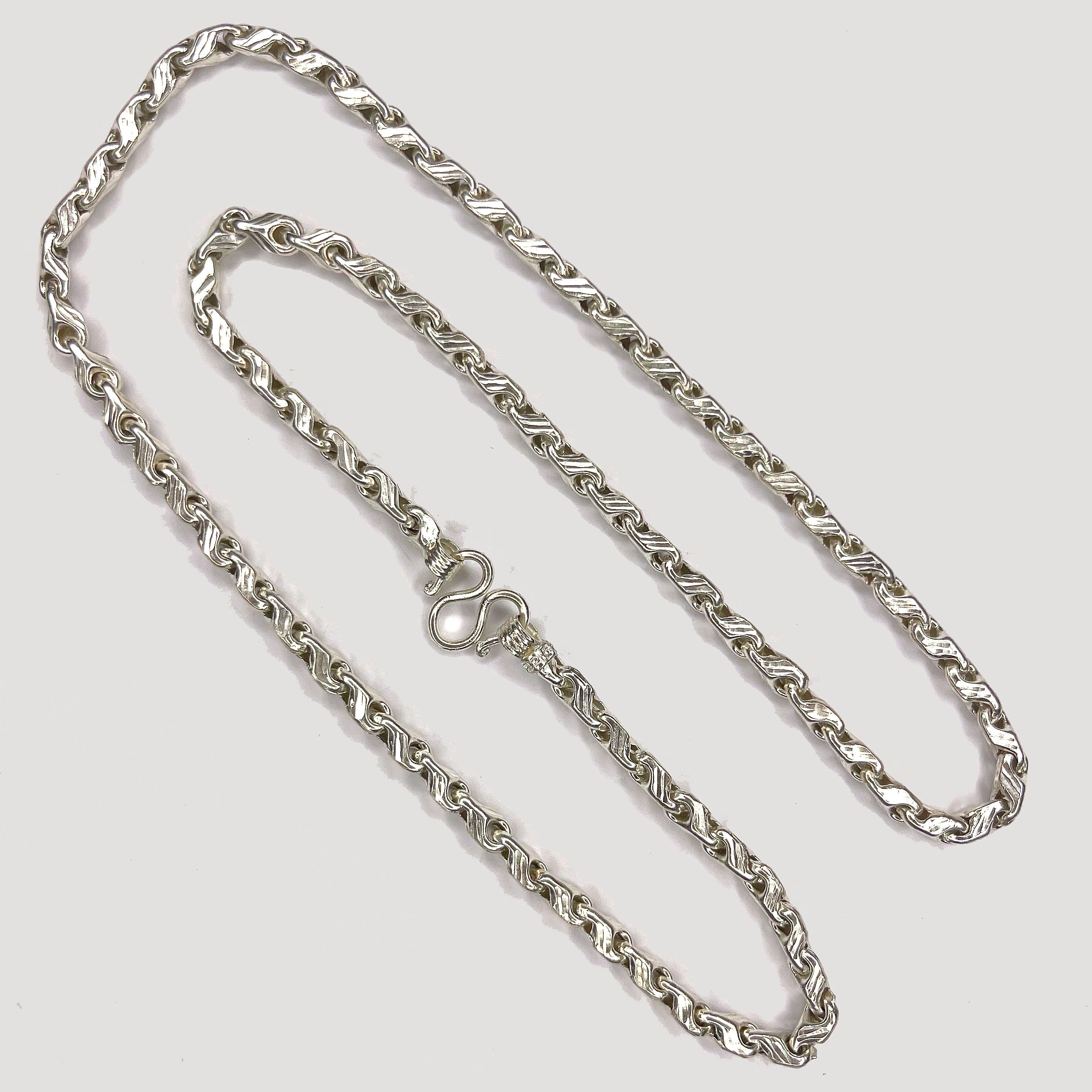 Teardrop Necklace - Handmade White Gold & Silver Chain