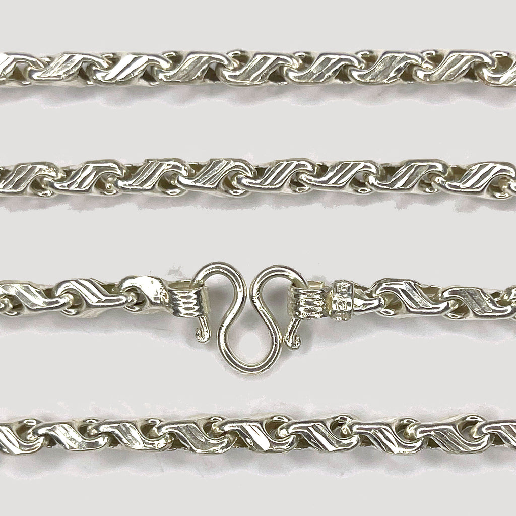 Teardrop Necklace - Handmade White Gold & Silver Chain