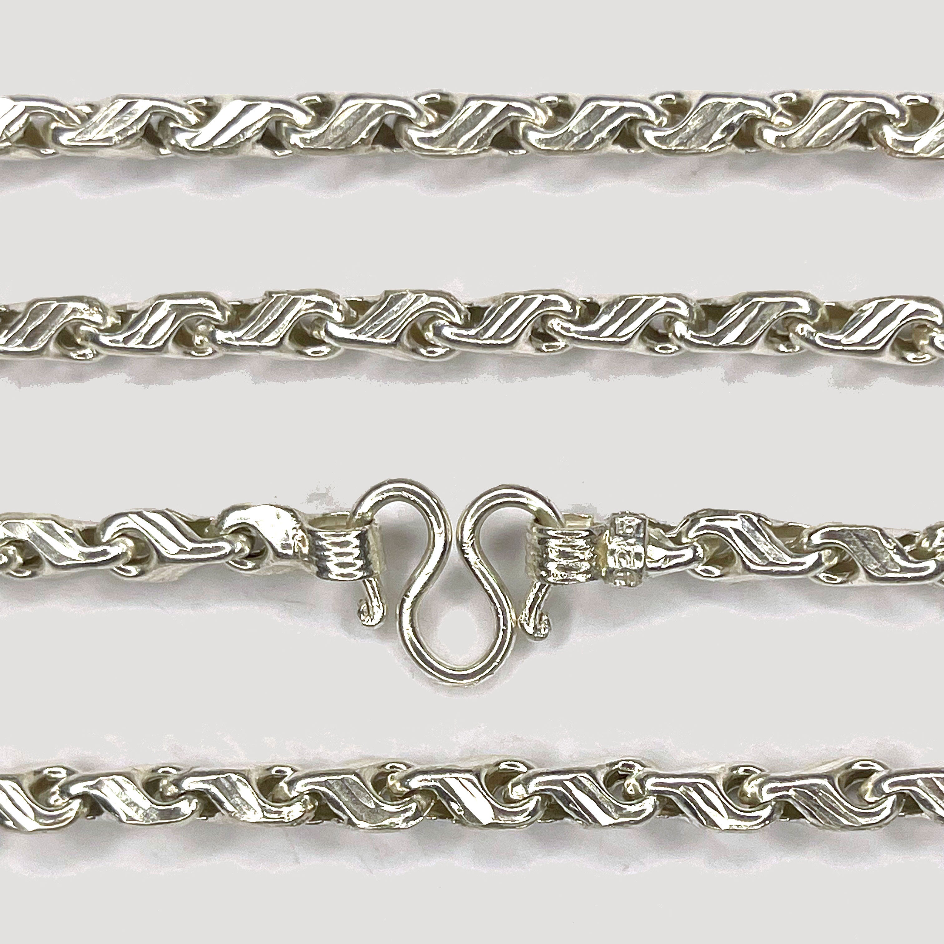 Teardrop Necklace - Handmade White Gold & Silver Chain