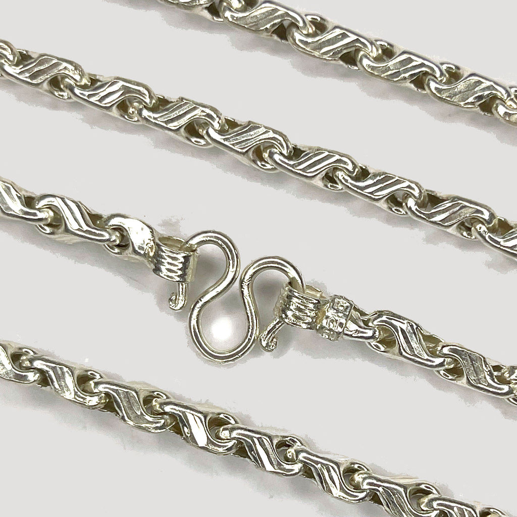 Teardrop Necklace - Handmade White Gold & Silver Chain