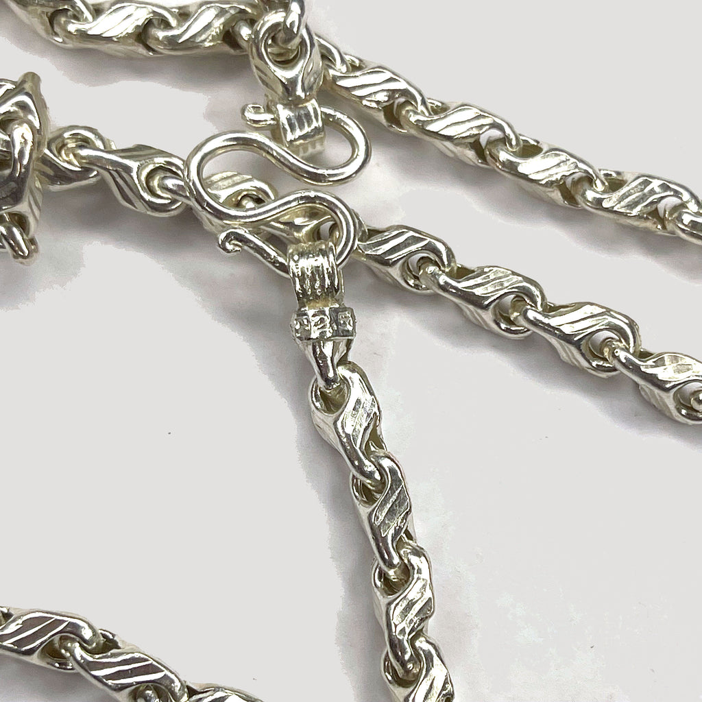 Teardrop Necklace - Handmade White Gold & Silver Chain