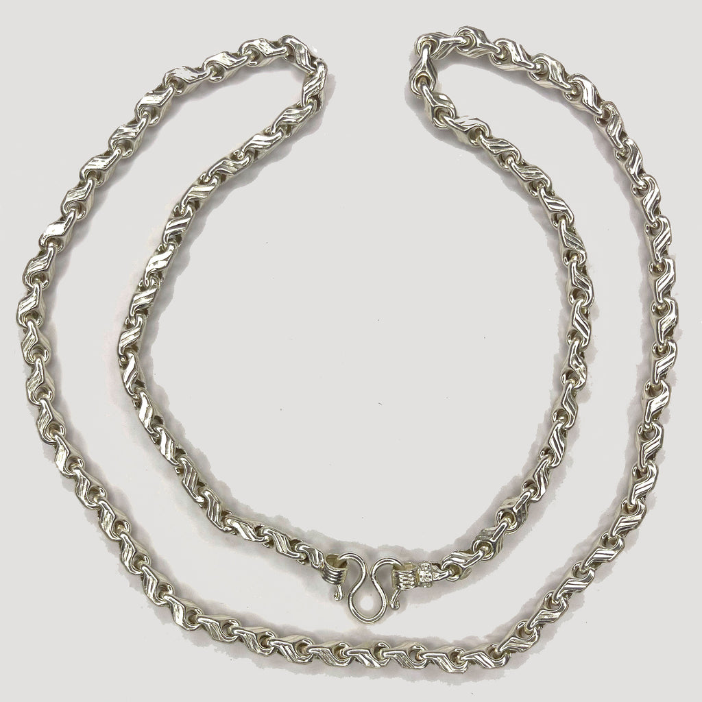 Teardrop Necklace - Handmade White Gold & Silver Chain