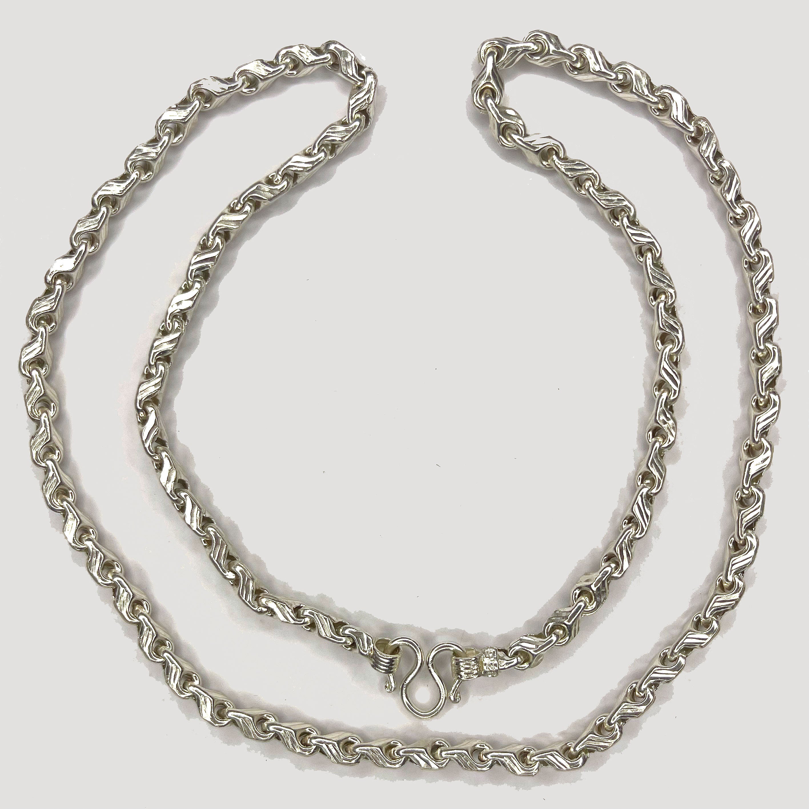Teardrop Necklace - Handmade White Gold & Silver Chain
