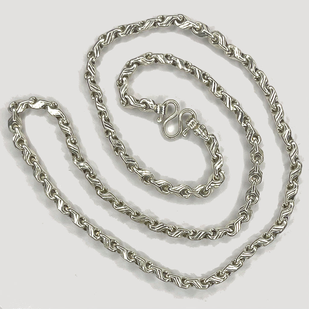 Teardrop Necklace - Handmade White Gold & Silver Chain