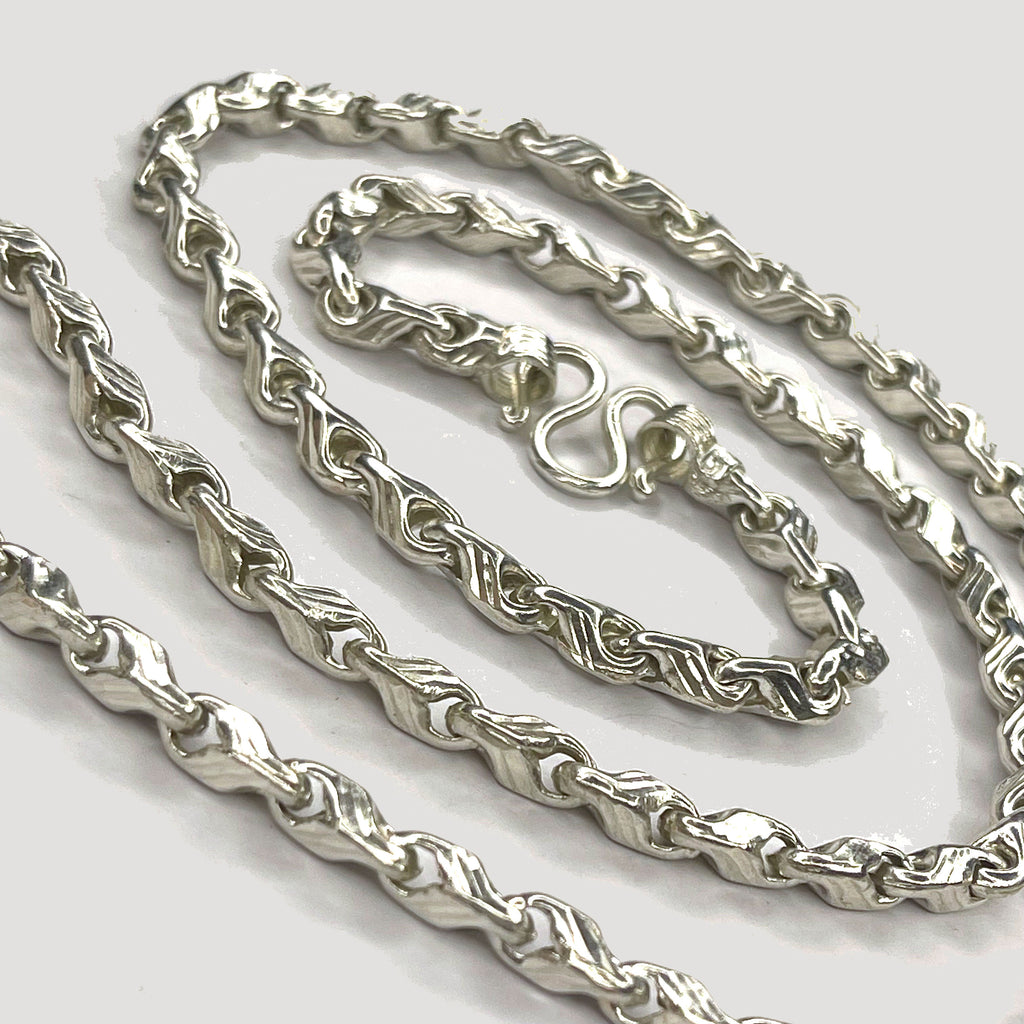 Teardrop Necklace - Handmade White Gold & Silver Chain