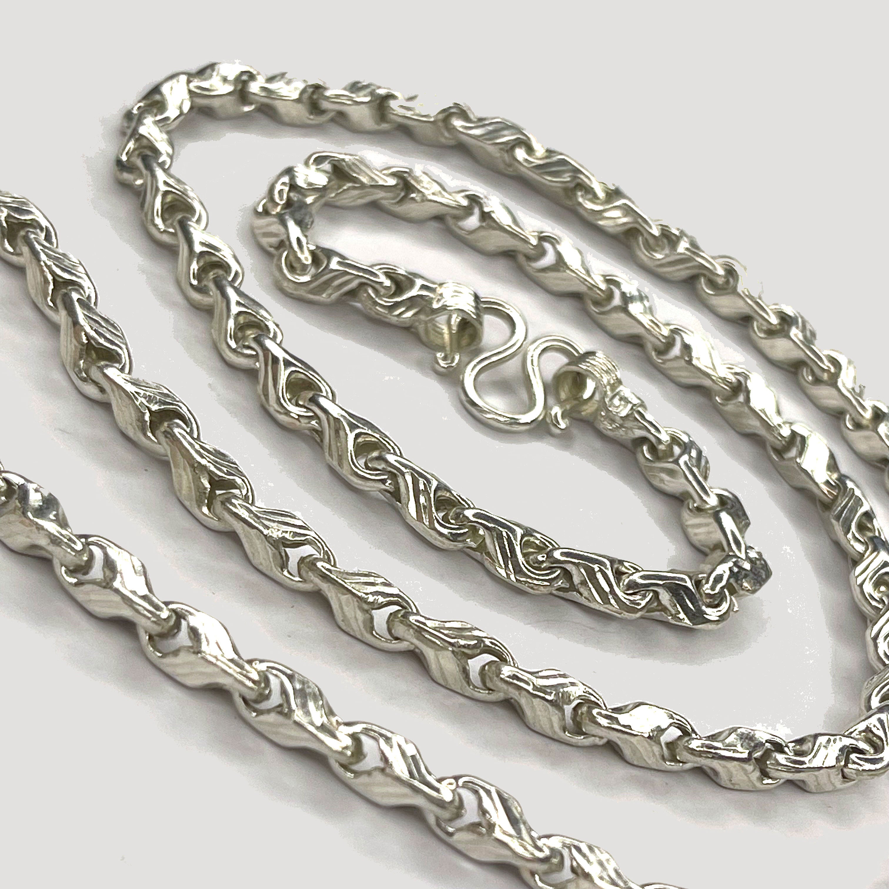 Teardrop Necklace - Handmade White Gold & Silver Chain