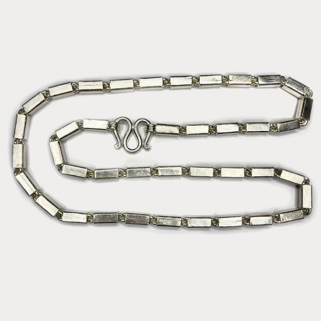 Square Baht Link 200g Necklace - Handmade 999 Pure Silver Chain