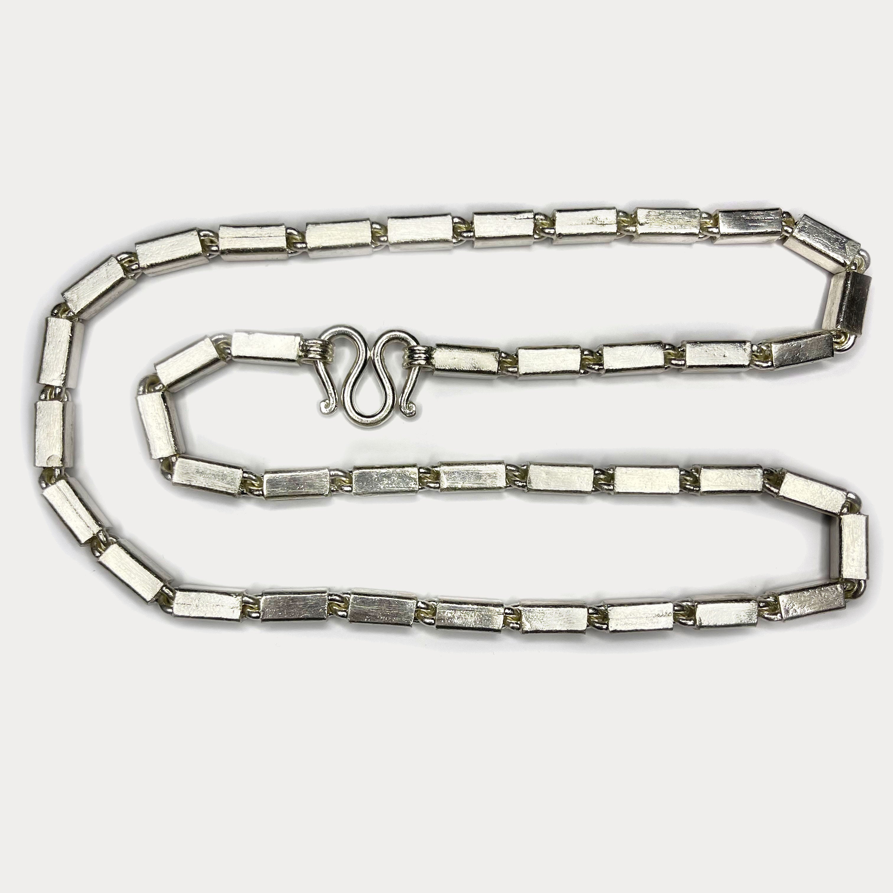 Square Baht Link 200g Necklace - Handmade 999 Pure Silver Chain