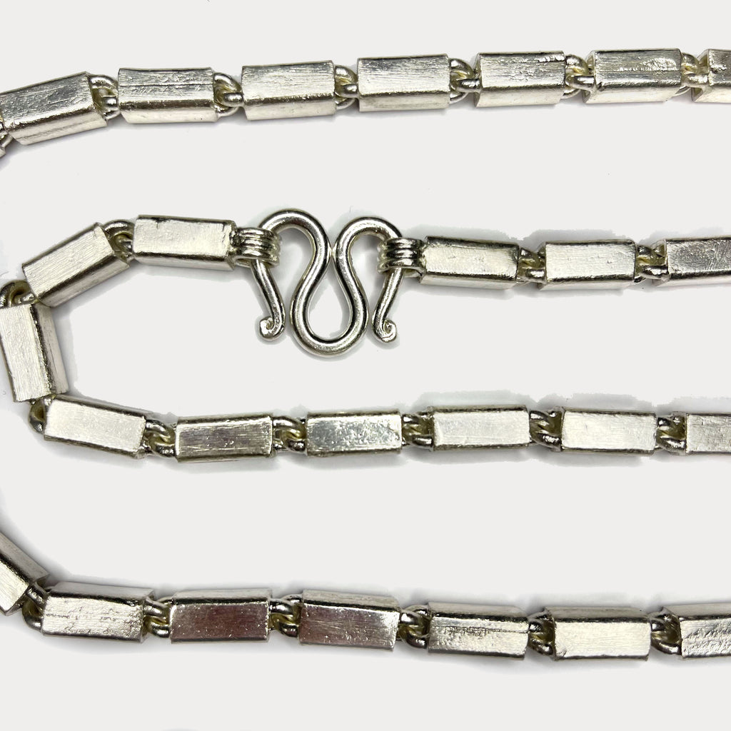 Square Baht Link 200g Necklace - Handmade 999 Pure Silver Chain